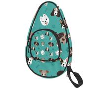 lcndlsoe Ping Pong Paddle Bag, Dog Corgi Head Pattern Paw Bone Table Tennis Racket Cover Case