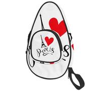 lcndlsoe Ping Pong Paddle Bag, France Paris Eiffer Tower Love Heart Pattern Table Tennis Racket Cover Case