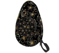 lcndlsoe Ping Pong Paddle Bag, Gold Cherry Blossom Table Tennis Racket Cover Case