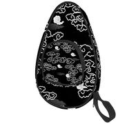 lcndlsoe Ping Pong Paddle Bag, Japanese Auspicious Cloud White Black Grey Table Tennis Racket Cover Case