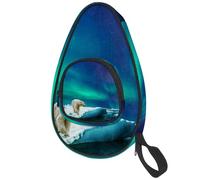 lcndlsoe Ping Pong Paddle Bag, North Pole Bear Aurora Table Tennis Racket Cover Case