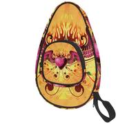 lcndlsoe Ping Pong Paddle Bag, Pink Winged Heart Fire Table Tennis Racket Cover Case