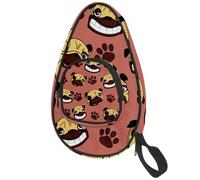 lcndlsoe Ping Pong Paddle Bag, Pug Dog Head Paw Coral Background Table Tennis Racket Cover Case