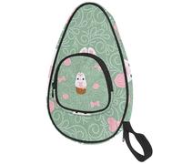 lcndlsoe Ping Pong Paddle Bag, Rabbit Bunny Heart Cake Pink Roses Polka Dots Bows Table Tennis Racket Cover Case