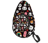 lcndlsoe Ping Pong Paddle Bag, Rainbow Colorful Cute Panda Pattern Table Tennis Racket Cover Case
