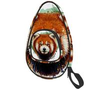 lcndlsoe Ping Pong Paddle Bag, Red Panda Raccoon Head Table Tennis Racket Cover Case