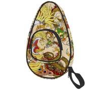 lcndlsoe Ping Pong Paddle Bag, Retro Chinese Dragon Peacock Feather Table Tennis Racket Cover Case