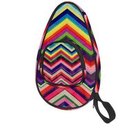 lcndlsoe Ping Pong Paddle Bag, Retro Rainbow Zig Zag Background Table Tennis Racket Cover Case