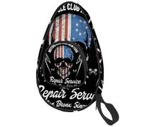 lcndlsoe Ping Pong Paddle Bag, Skull American USA Flag Motorcycle Pattern Table Tennis Racket Cover Case