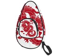 lcndlsoe Ping Pong Paddle Bag, Traditional Chinese Dragon Table Tennis Racket Cover Case