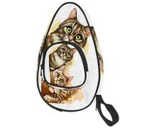 lcndlsoe Ping Pong Paddle Bag, Two Cute Cats Looking Around the Corner Table Tennis Racket Cover Case