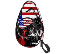 lcndlsoe Ping Pong Paddle Bag, Vintage American Chopper Motorcycle with USA Flag Table Tennis Racket Cover Case