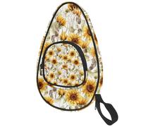 lcndlsoe Ping Pong Paddle Bag, Watercolor Peonies Sunflower Table Tennis Racket Cover Case