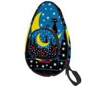 lcndlsoe Ping Pong Paddle Bag, Winter Scene with Cats Sitting on The Roof and Falling Snow Table Tennis Racket Cover Case