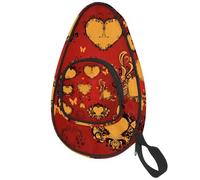 lcndlsoe Ping Pong Paddle Bag, Yellow Love Heart Art Table Tennis Racket Cover Case