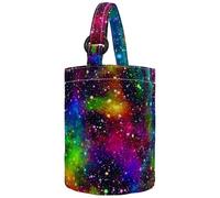 lcndlsoe Women's Bucket Handbag, Universe Galaxy Nebula Night Starry Sky in Rainbow Colors Canvas Tote Bag Purses Trendy Shoulder Bag