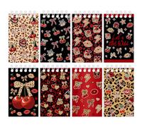 Lcnjscgo 24 Pcs Cheetah Cherry Mini Spiral Notebooks Cheetah Print Pocket Notepads Journal Memo Pads for Cheetah Cherry Birthday Party Favors Gifts Goodie Bag Office School Classroom Rewards
