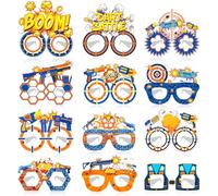 Lcnjscgo 24 PCS Dart Battle Party Paper Eyeglasses, Dart Battle Party Favors Decorations Supplies, Dart War Birthday Party Decorations Gifts Photo Booth Props for Kids Boys Girls