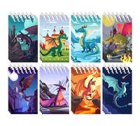 Lcnjscgo 24 Pcs Dragon Mini Spiral Notebooks Dragon Pocket Notepads Journal Memo Pads for Dragon Birthday Party Favors Gifts Goodie Bag Office School Classroom Rewards
