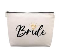 Lcoanriut Bridal Shower Gifts for Bride Cosmetic Bag, Wedding Gifts Engagement Gifts for Her, Wedding Registry Gifts Ideas Bridal Party Gifts Bride To Be Gifts Cute Makeup Bag, Beige, Classic