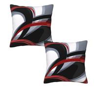 Lcokin Abstract Red and Black Striped Throw Pillow Covers 20x20 Inches Set of 2, Decorative Pillow Case Square Cushion Covers for Sofa Bed Couch Living Room