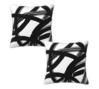 Lcokin Black White Abstract Striped Line Throw Pillow Covers 18x18 Inch Set of 2 Modern Art Decor Square Cushion Cases for Sofa Couch
