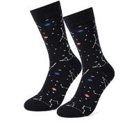 LCOLYDM 1 Pair Black Constellation Astronomy Space Socks, Men Kid | Soft Combed Cotton, Science Planet Pattern, Cool Bedroom Wear, Perfect Solar System Gifts for Adults