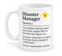LCOLYDM 1 Pc Funny Thank You Mug Gift for Colleagues, Leaving Gifts | Premium Ceramic, Disaster Manager Print, Problem Solving Expert, Novelty Office Present, Tea Coffee Cup
