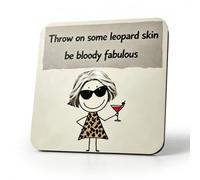 LCOLYDM 1 Pc Leopard Print Coaster Gift, Funny Presents for Women | Animal Pattern Drink Mat with Fabulous Quote, Birthday Gift for Women, Kitchen Home Office Mug Cup Accessory