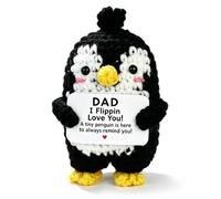 LCOLYDM 1 Pc Valentine Penguin Gift, Christmas Crochet Stuffed Plush Animal | Soft Yarn Material, I Flippin Love You Message, Cute Desktop Decoration, , Romantic Christmas Stocking Stuffer Decor