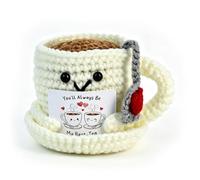 LCOLYDM 1 Piece Crochet Teacup Doll, Funny Best Friend Rude Gift for Women | Handmade Crochet Keepsake, Cute Friendship Pocket Hug, Small Novelty Birthday Present, Heartfelt Christmas Souvenir