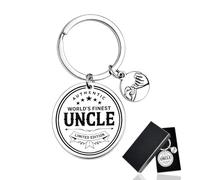 LCOLYDM 1 PieceUncle Gifts Personalised Keyring, World's Finest | Stainless Steel Puzzle Piece, Personalised Birthday Present, From Niece Or Nephew, Includes 1 Gift Box