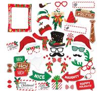 LCOLYDM Christmas Inflatable Photo Booth with 38Pcs Props, Party Frame | Xmas Selfie Picture Accessories for Adults, Red Blow Up Photography Decorations, Festive Party Activity Frame, Mask Props