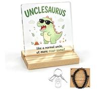 LCOLYDM Uncle Birthday Gifts, 3 Pcs Unclesaurus Plaque Keyring Bracelet Set | Unique Unclesaurus Gifts, Acrylic Desktop Plaque, Tiger Eye Stone Bracelet, Metal Bottle Opener Keyring, Gift For Uncle