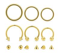 Lcolyoli 16g Septum Rings Surgical Steel Septum Jewelry Lip Rings Hoop Labret Snake Bite Piercing Jewelry Gold Horseshoe Earrings Daith Piercings for Women Men Diameter 8mm/10mm/12mm