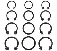 Lcolyoli 16G Septum Rings Surgical Steel Smiley Piercing Jewelry Nose Septum Rings Hoop Lip Piercing Jewelry for Women Men Inner Diameter 6/8/10/12mm, Metal, stainless steel