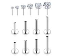 Lcolyoli Medusa Piercing Jewelry Stainless Steel Labret Jewelry Monroe Lip Rings Different Size Tragus Nail Conch Cartilage Helix Earring Stud Bar Length 6mm 7mm 8mm 10mm, Metal Crystal, cubic