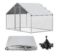 Lconvicely 11.48 x 6.23 FT Chicken Coop Cover, All-Weather PE Shade, Waterproof UV Resistant Chicken Coop Tarp, Chicken Run Cover for Winter with 20 Ball Bungees, for Large Walk-in Chicken Pens