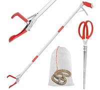 Lconvicely 50in Multi-Functional Snake Grabber Tool Set，Collapsible Snake Hook with Wide Jaw, Stainless Steel Snake Tongs with Non-Slip Grip Handle
