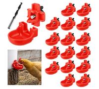 Lconvicely Automatic Chicken Water Nipples and Chicken Water Cups with Drip Catchers, Leak-Proof Gravity Fed Poultry Watering System with Drill Bit for Hens, Ducks and Quails (16 Pack)