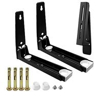 LCOUACEO Set of 2 Microwave Holder Wall Made of Stainless Steel, Universal Microwave Holder with Extendable Arms, Foldable Microwave Stand Holder, Wall Mount in Black, for Microwave, Oven