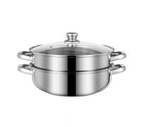 LCPUD Steamer for Cooking, 18/8 Stainless Steel Steamer Pot, Food Steamer 11 Inch Steam Pots with Lid 2-Tier for Cooking Vegetables, Seafood, Soups, Stews and Pasta, Silver