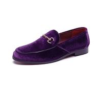 LCQL Men's Luxury Velvet Penny Loafer Shoes Noble Slip-on Suede Loafers Smoking Slippers Plus Size 7-13, Purple, 8 UK