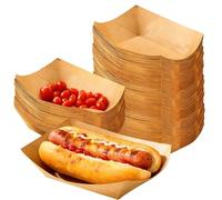 LCRhex 100PCS Party Food Trays, Recyclable Brown Food Tray Disposable Tray Suitable For French Fries Hot Dogs Fruits Snacks Parties Banquets Camping Gatherings