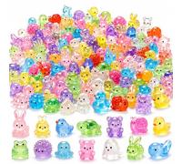 LCRhex Mini Luminous Resin Animals, 100 PCS Tiny Resin Animals Miniature Animal Figures Glow in the Dark for Fairy Garden Aquarium Dollhouse Potted Plants Micro Landscape DIY Crafts