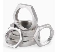 LCRORO 10Pcs Female Thread Hex Lock Nut Pipe Fitting Stainless Steel 304 Hexagonal thin nut silver M28×1.5