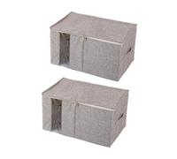 LCSVCCXA 2 Pieces Quilt Storage Bags Clothes Organizer Transparent Window Foldable Sturdy Handle Zipper Closure Suitable for Bedroom P, S