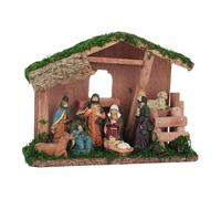 LCSVCCXA Christmas Nativity Statue Figurine Resin Sculpture Set with Stable Spiritual Ornament Suitable for Bedroom Decoration Family Table, Style A