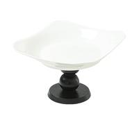 LCSVCCXA Fruit Bowl, Serving Dish, Basket with High Ceramic And Wood Base for Food Presentation in The Dining Room Or at, black