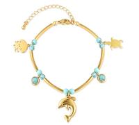 LCTrusttmor Gahna 18K Gold Bracelet for Women, Adjustable Women Charm Link Bracelets Summer Beach Surfer Jewelry, One Size, Stainless Steel, no gemstone